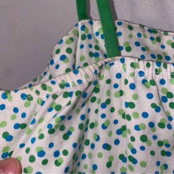 Vintage 90s Aqua Blues Green, blue Polka Dot Sleeveless Bow Accent Dress - Picture 4 of 7